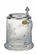 Hops and Wheat Engraved Crystal Beer Stein - GermanSteins.com