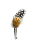 Tan White and Black Spotted Feather Hat Pin