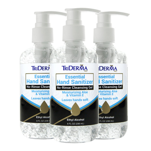 Essential Hand Sanitizer Gel 3 PACK (3) 8oz Pump Bottles