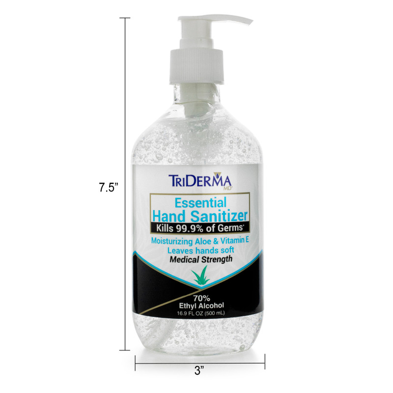 Essential Hand Sanitizer Gel 3 PACK (3) 16.9 fl oz Pump Bottles