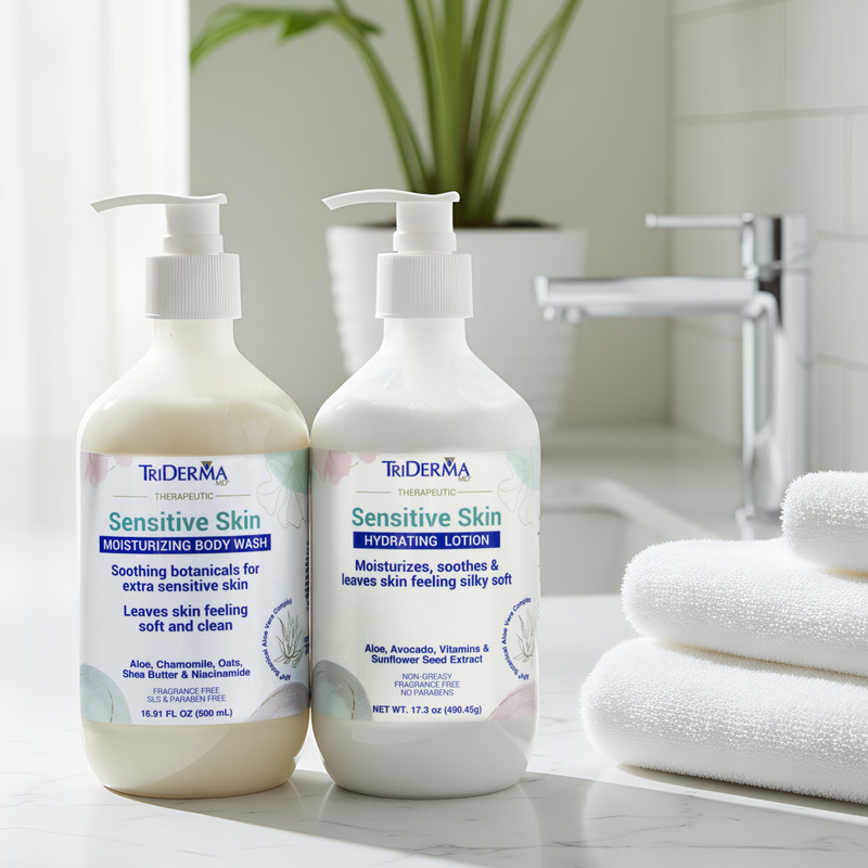 Therapeutic Sensitive Skin Moisturizing Body Wash & Hydrating Body Lotion 2pc Bundle