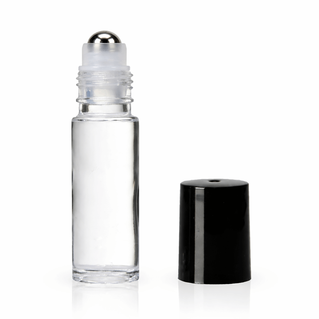 1/3 oz roll-on bottle, clear glass
