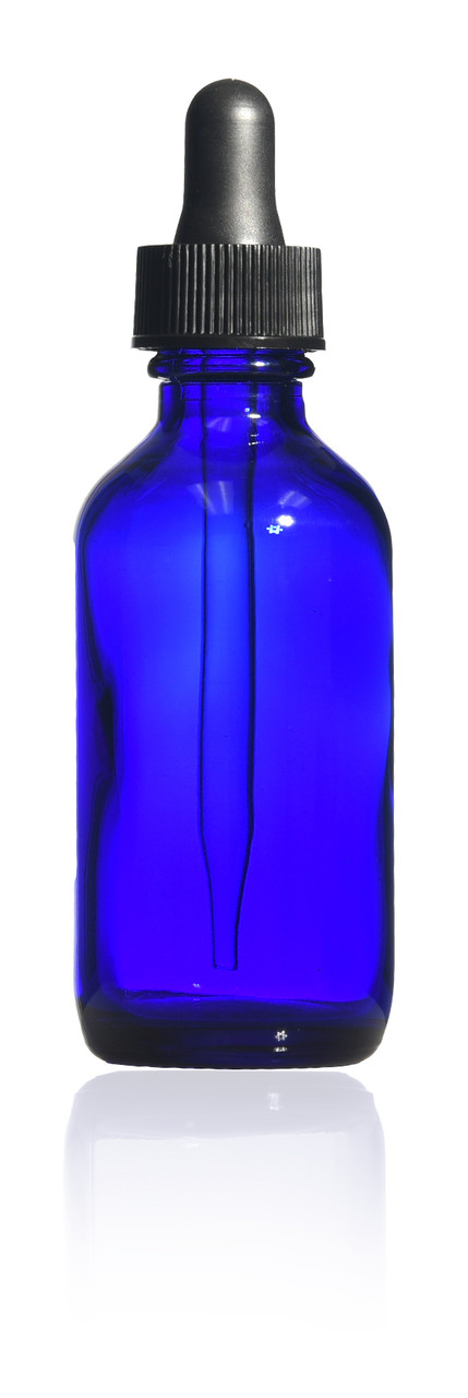 2 oz Cobalt Blue Boston Round Bottle with glass dropper