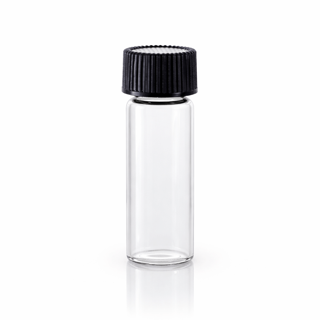 1 Dram Glass Vials With Foam Lined Caps (White)
