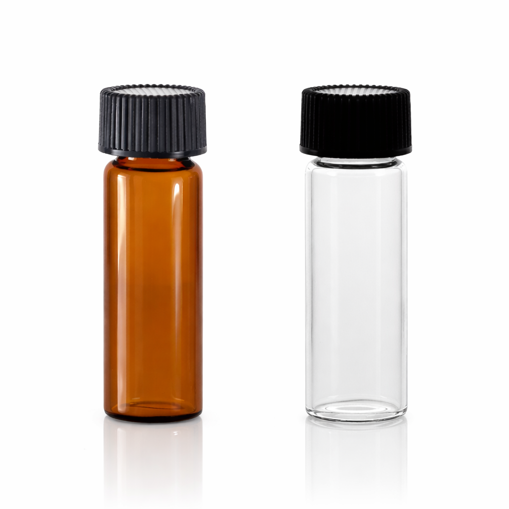 1 Dram Glass Vials With Foam Lined Caps