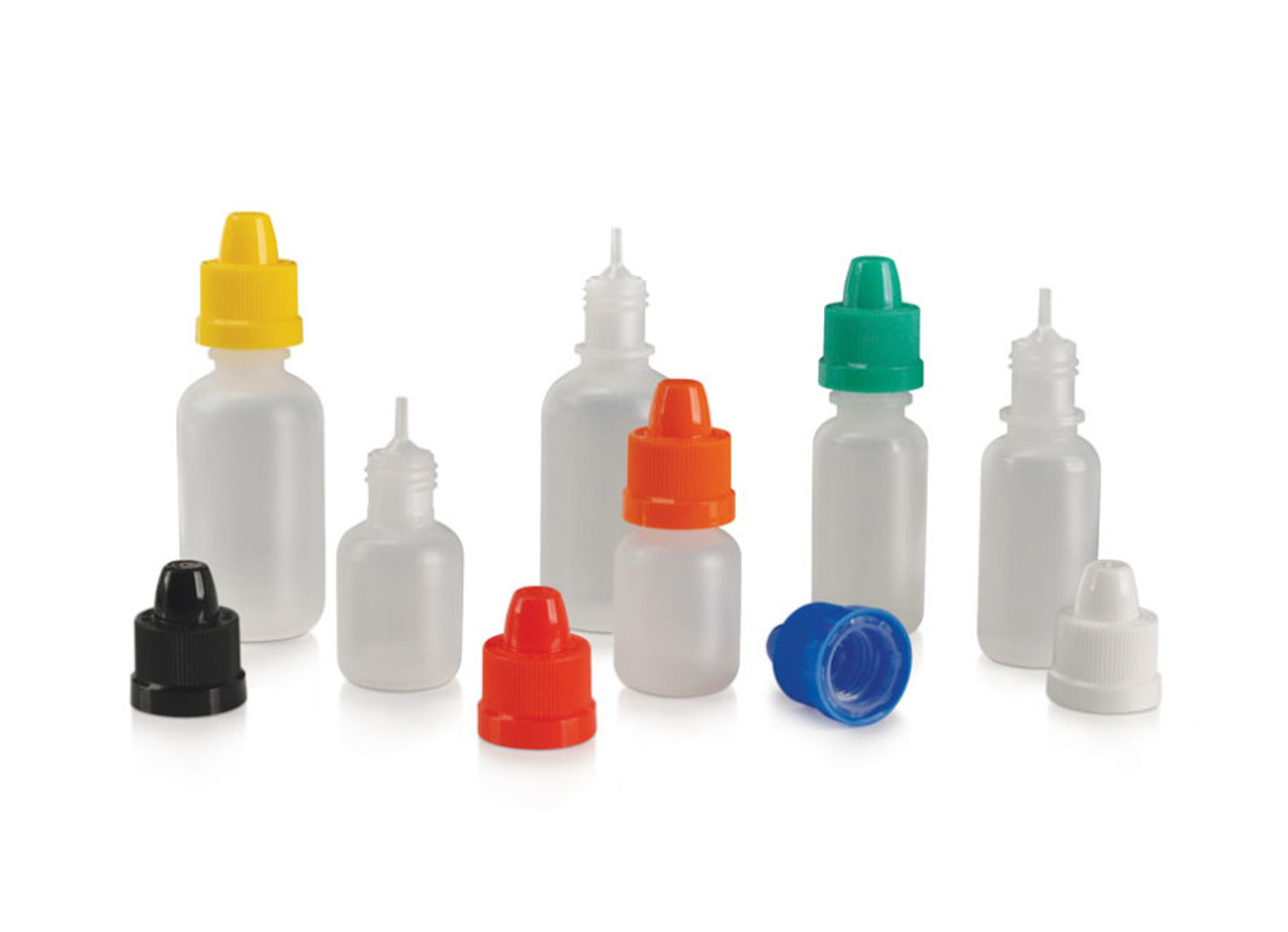 5-30 ml LDPE Bottle W/Child Resistant Caps & Drop Tip.