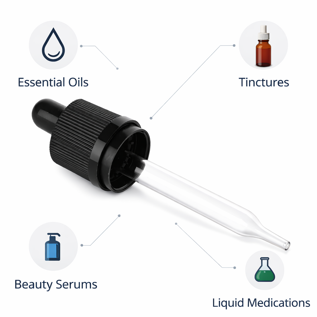 18-415 Tamper Evident Child Resistant Glass Dropper 7x76mm