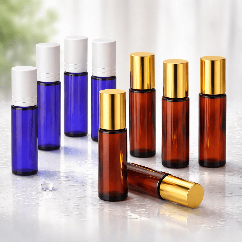 10 ml (1/3oz) Roll On Bottles W/Metallic Caps