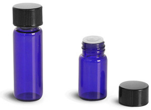 5/8 Dram Cobalt Blue Vials with Orifice Reducer & Caps