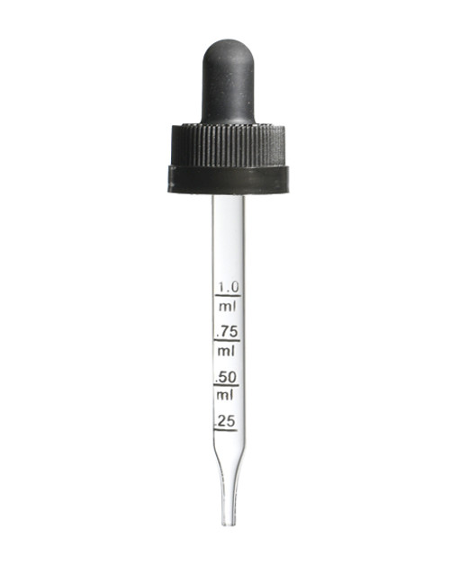 20-400 Calibrated Child Resistant Glass Dropper 7x76mm 20-400 Calibrated Child Resistant Glass Dropper 7x76mm