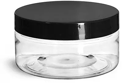 8 oz Clear Pet Heavy Wall Jars With Natural Smooth Plastic Lined Caps