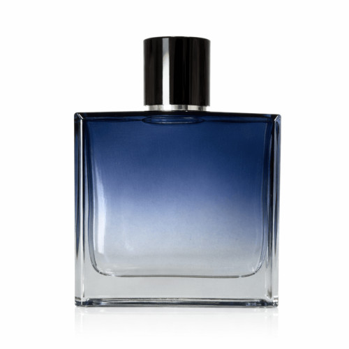 100 ML Heavy Wall Square Gradient Blue Glass Perfume Bottle – 15 mm Crimp Neck