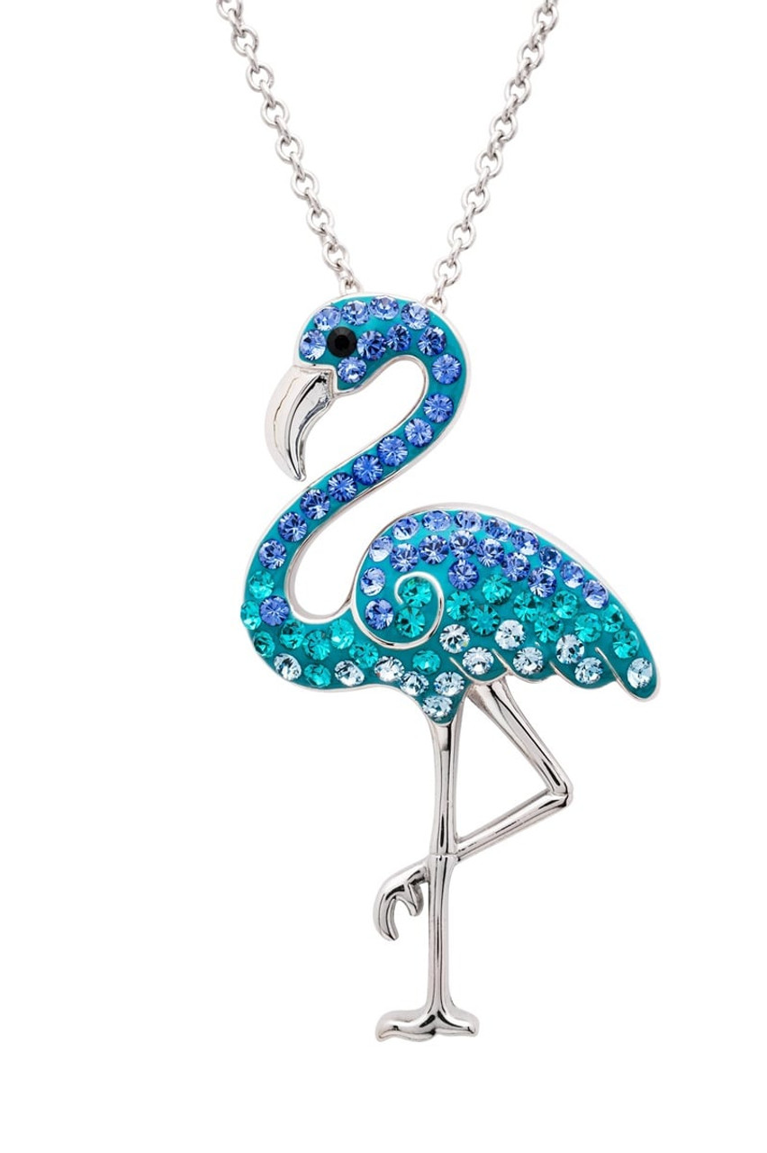 Blue Flamingo Swarovski Crystal Necklace