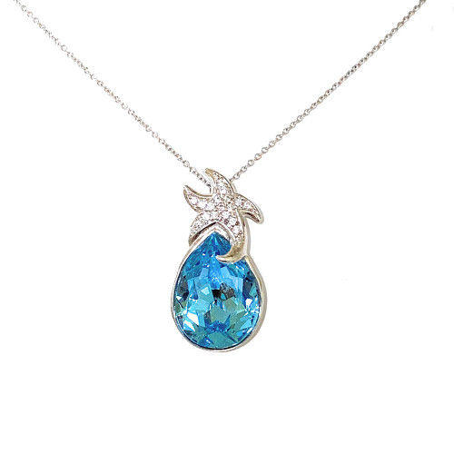 Starfish Blue Teardrop Necklace