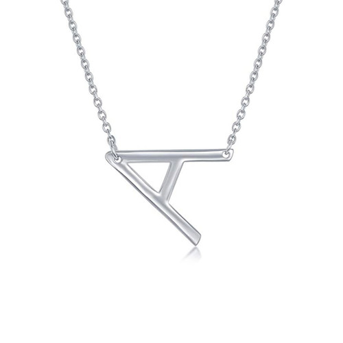 Intial necklace sterling silver sideways