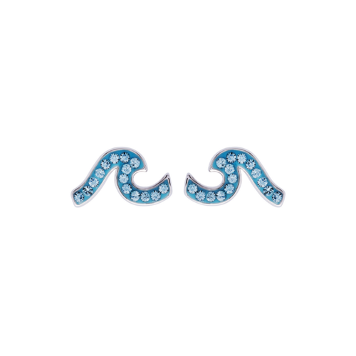 Aqua Wave Stud Earrings