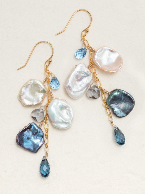 Cascading Margo Earrings-Cream/Peacock