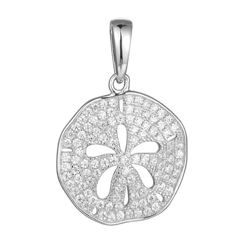 Small Pavé Sand Dollar Necklace-Silver