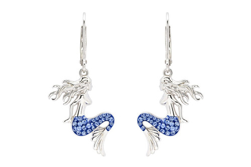 Blue Swarovski Crystal Mermaid Earrings