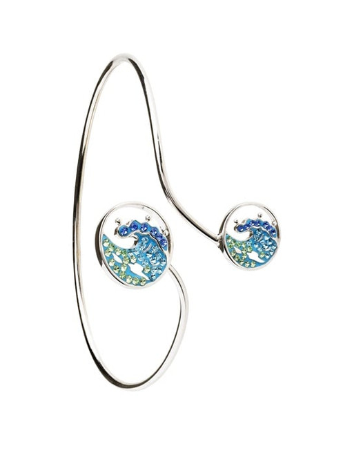 Blue Wave Bangle Bracelet with Swarovski Crystal