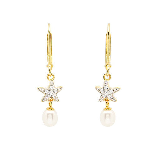 Gold Vermeil Starfish and Pearl Earrings