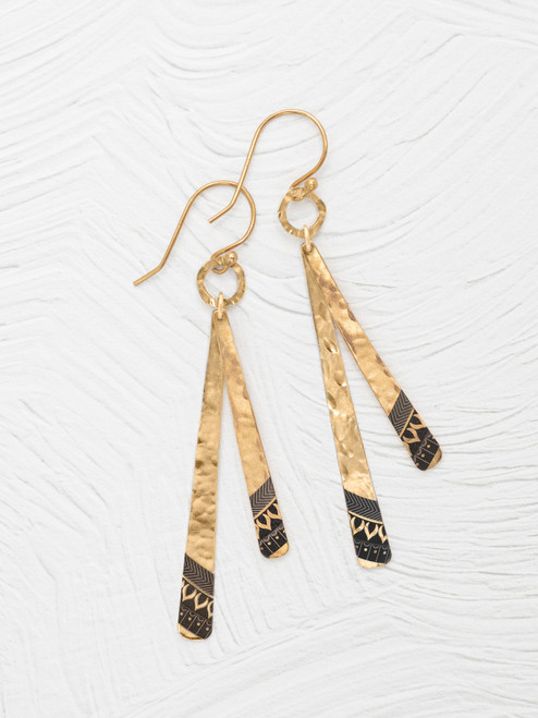 Willow Weave Stick Earrings - Gold