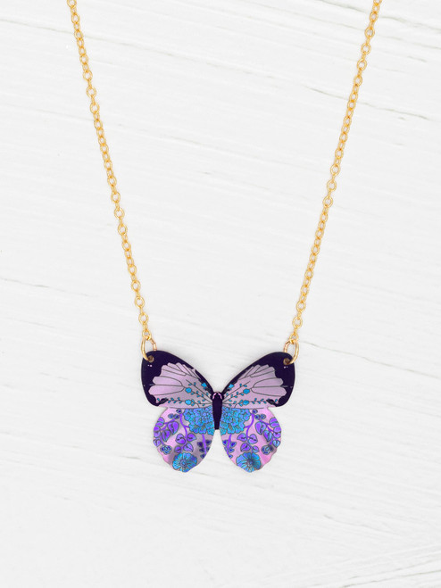 Blooming Butterfly Necklace - Radiant Purple/Gold