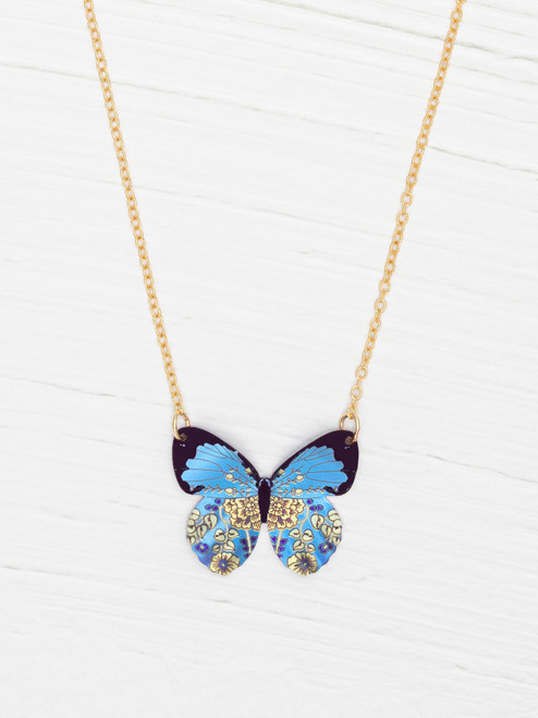 Blooming Butterfly Necklace - Blue Radiance/Gold