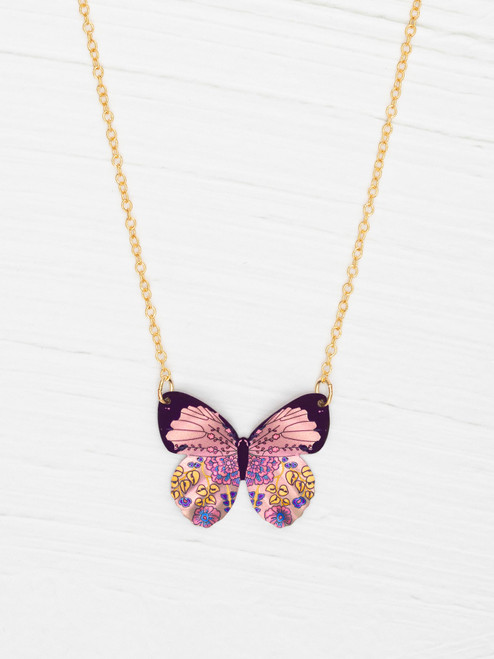 Blooming Butterfly Necklace - Blooming Pink/Gold