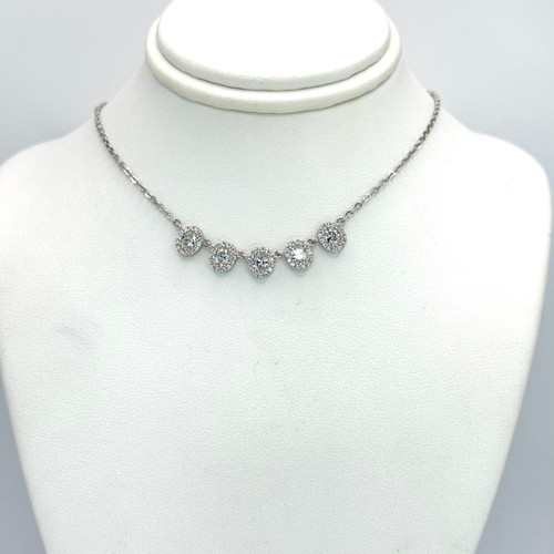 Sterling Silver Chain w/ 5 cz stones