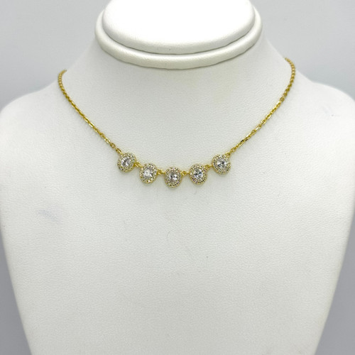 14k Gold Plating over Sterling Silver chain, w/ 5 CZ stones