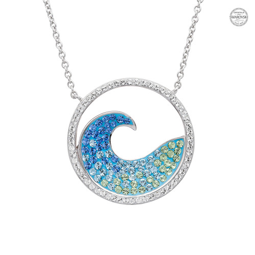 Blue Wave Pendant Aqua Swarovski Crystals