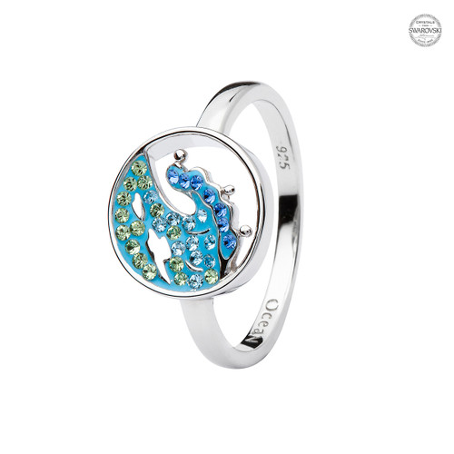 Blue Wave Ring Aqua Swarovski Crystals