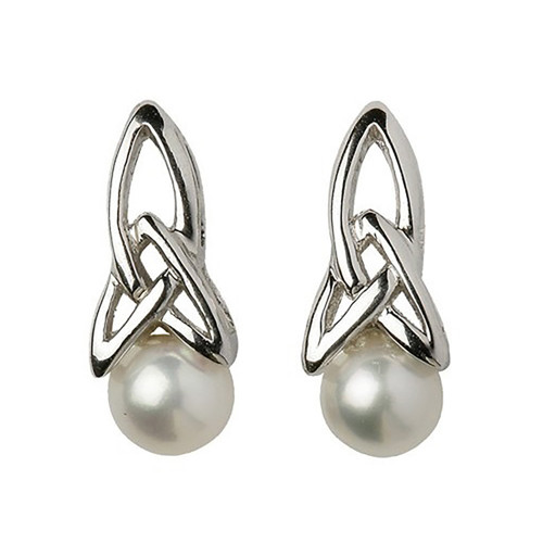 Celtic Silver Pearl Earrings