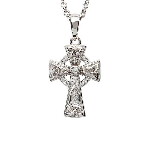 White Swarovski Celtic Cross