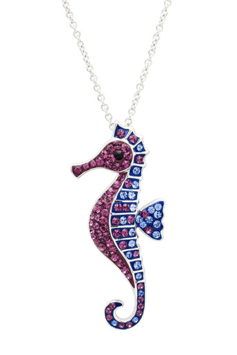 Purple Swarovski Crystal Seahorse Necklace