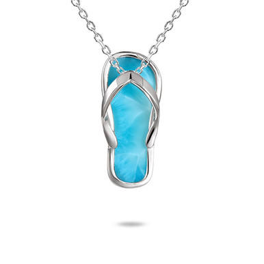 Larimar Flip Flop Necklace - Sky's Jewels