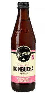 Organic Kombucha No Sugar Raspberry Lemon 12 Pack 330ml
