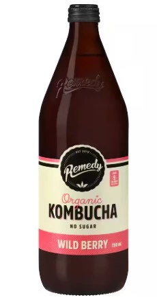 Organic Kombucha No Sugar Wild Berry 6 Pack 750ml