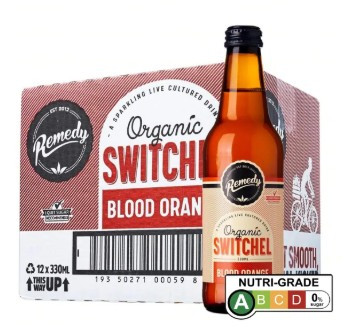 Organic Switchel No Sugar Blood Orange 12 Pack 330ml