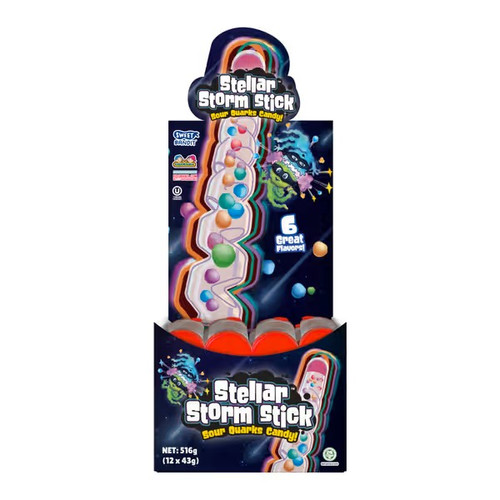 Stellar Storm Stick Sour Quarks Candy 43g 12 units