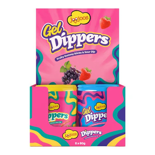 Gel Dippers Fruit Gummy Sticks and Sour Dip 80g 8 units