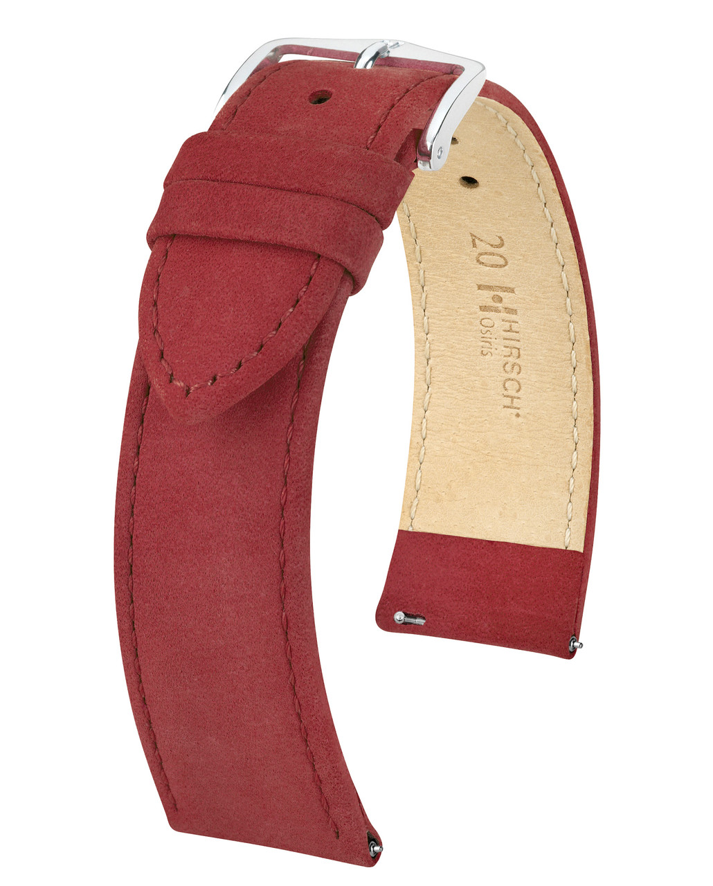 Hirsch Osiris Burgundy Silver Buckle Watch Band | The Jewellery Boutique