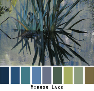 Mirror Lake - blue teal olive green reflections of fronds in a lake in New Zealand colors for blue eyes, green eyes, brown eyes, brunette, redhead, black hair - photo by Inese Iris Liepina, Wrapture by Inese
