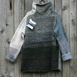 Low Tide reversible cowl neck pullover size L knit by Inese Iris Liepina Low Tide reversible cowl neck pullover size L knit by Inese Iris Liepina
