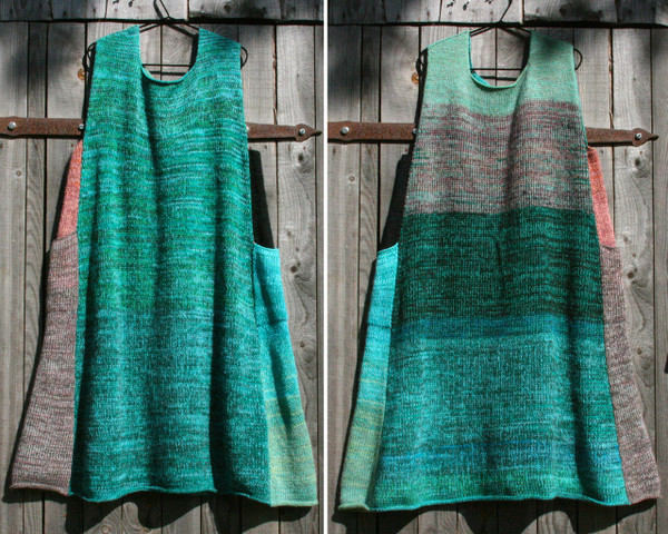 Barcelona Door inspired unique reversible trapeze dress knit by Inese Iris Liepina