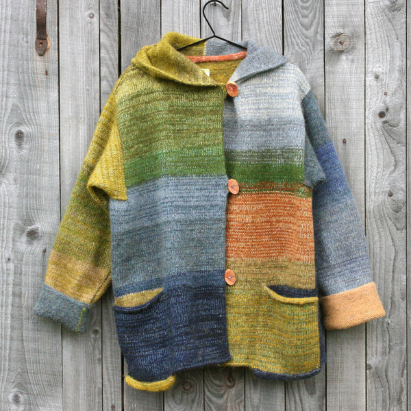 summer storm boiled wool hoodie by Wrapture by Inese