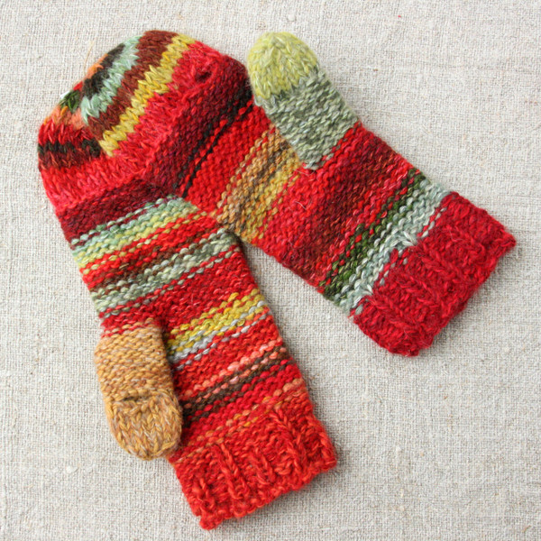 Rowan smart phone hand knit mittens Wrapture by Inese