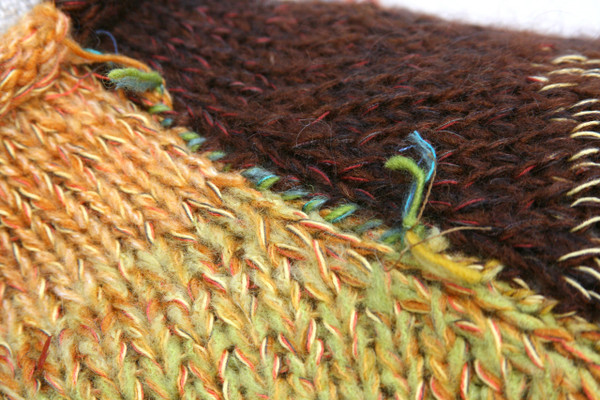 Autumn Gold raglan pullover sweater Wrapture by Inese Iris Liepina,  gold orange rust chartreuse green brown autumn colors, local Baltic wool, kid mohair, silk ,cotton, knitted unique one of a kind
