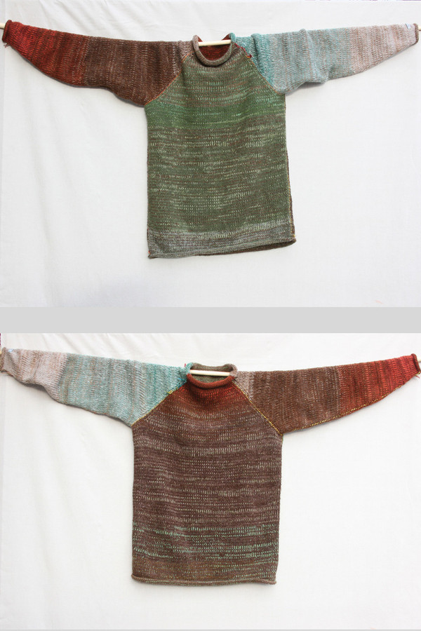 Bark raglan pullover sweater size L Wrapture by Inese Iris Liepina,  brown tobacco seafoam lichen forest green hunter green grey rust chocolate, local Baltic wool, kid mohair, silk, cotton, knitted unique one of a kind